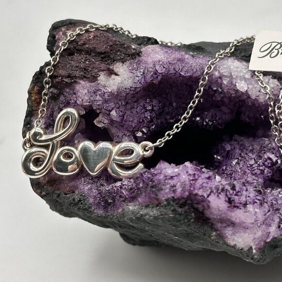 Brighton “All You Need Is Love” Necklace Silver Plated Heart NWT Box - Picture 1 of 10